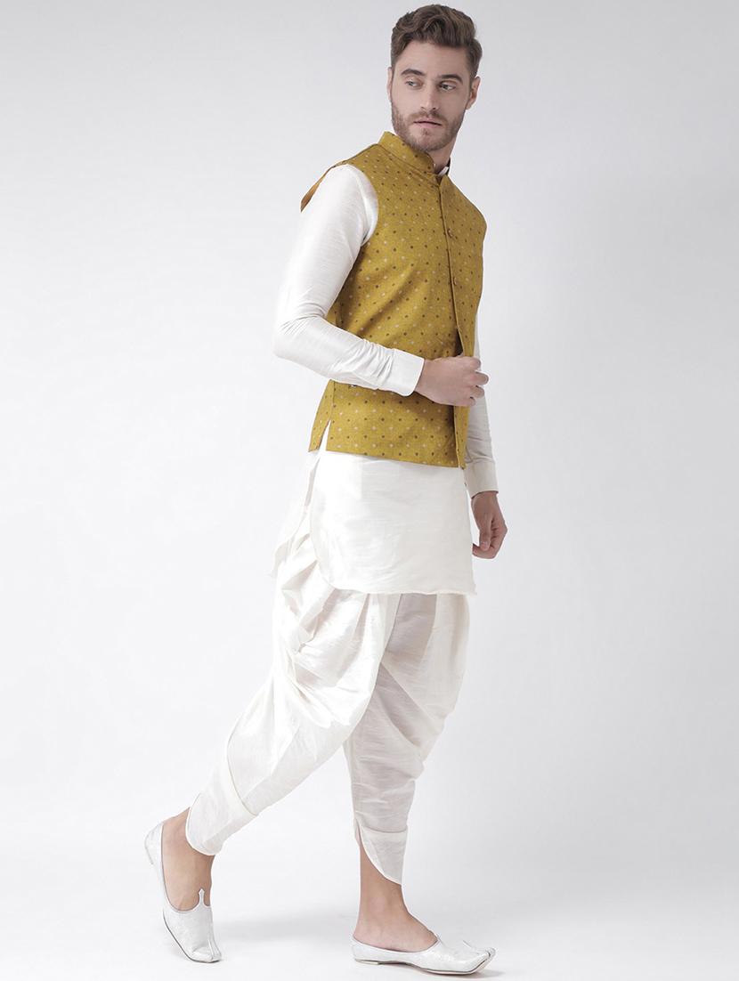 men white dhoti kurta ethnic wear set with jacket - 21079751 -  Standard Image - 1