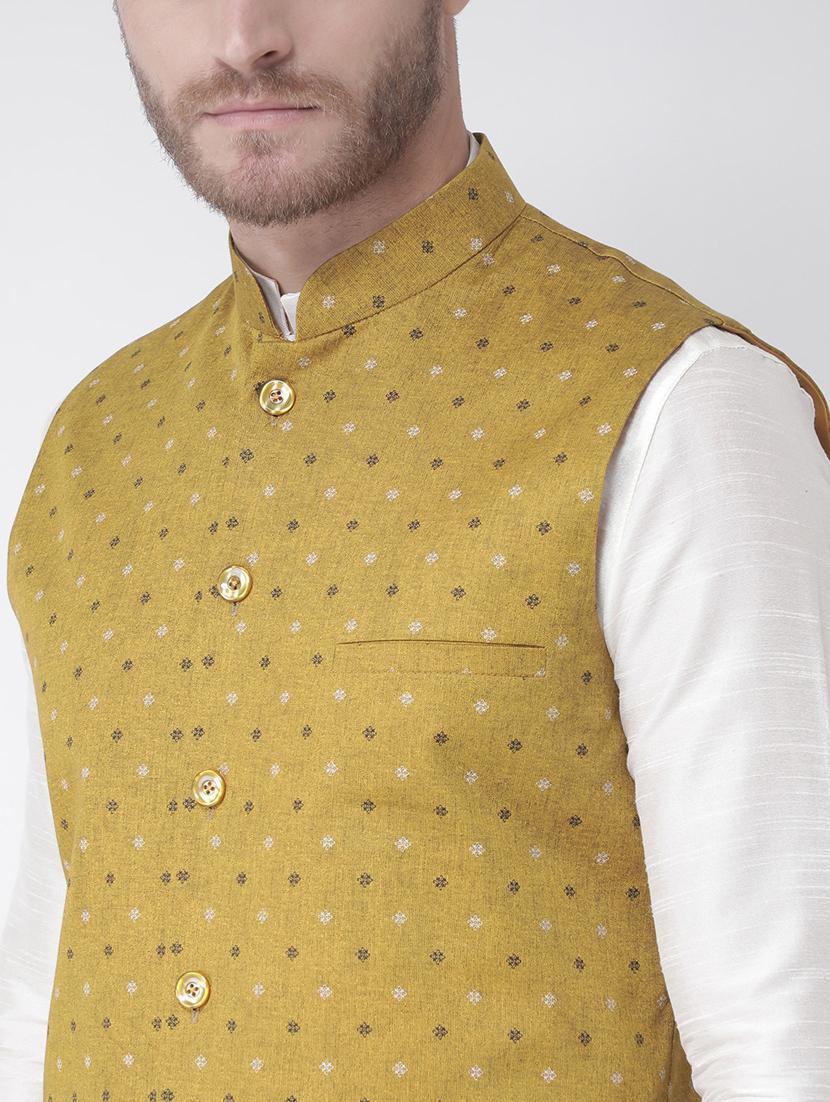 men white dhoti kurta ethnic wear set with jacket - 21079751 - Standard Image - 4