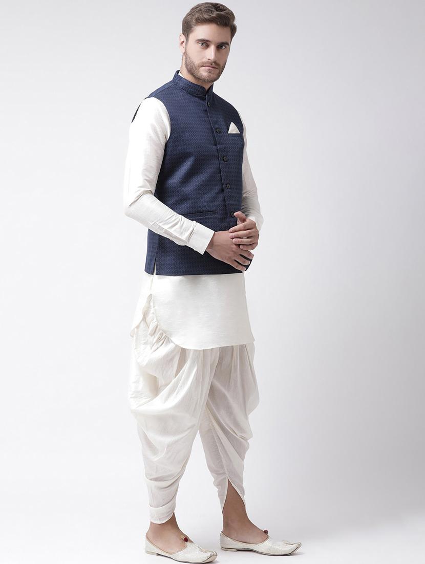 men mandarin neck dhoti kurta set with jacket - 21079761 -  Standard Image - 1