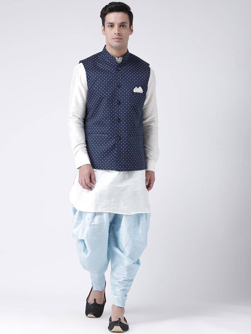 men mandarin neck kurta dhoti with jacket - 21079763 - Standard Image - 1