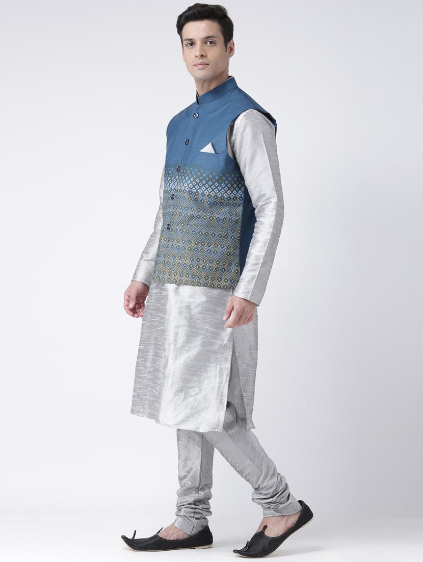 men mandarin neck kurta churidar with jacket - 21079768 - Standard Image - 1