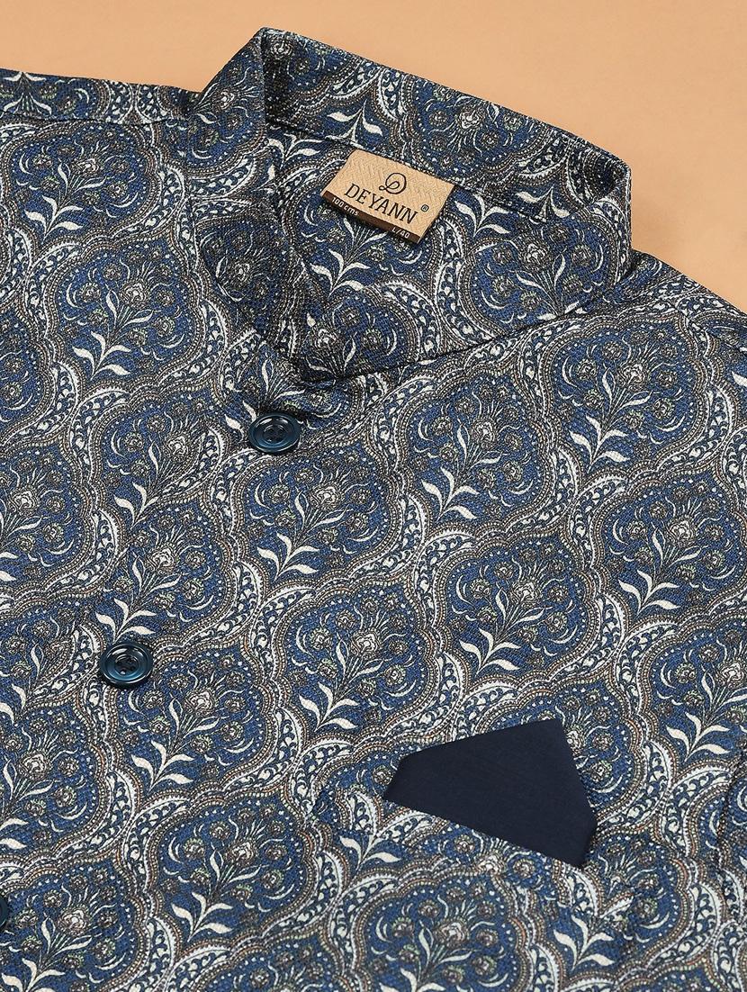 men mandarin kurta bottom with nehru jacket - 21079780 - Standard Image - 4