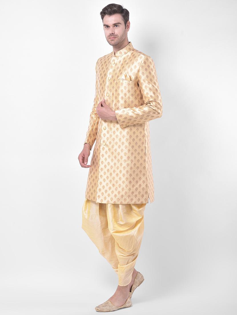 men long sleeve self design sherwani set - 21080104 - Standard Image - 1