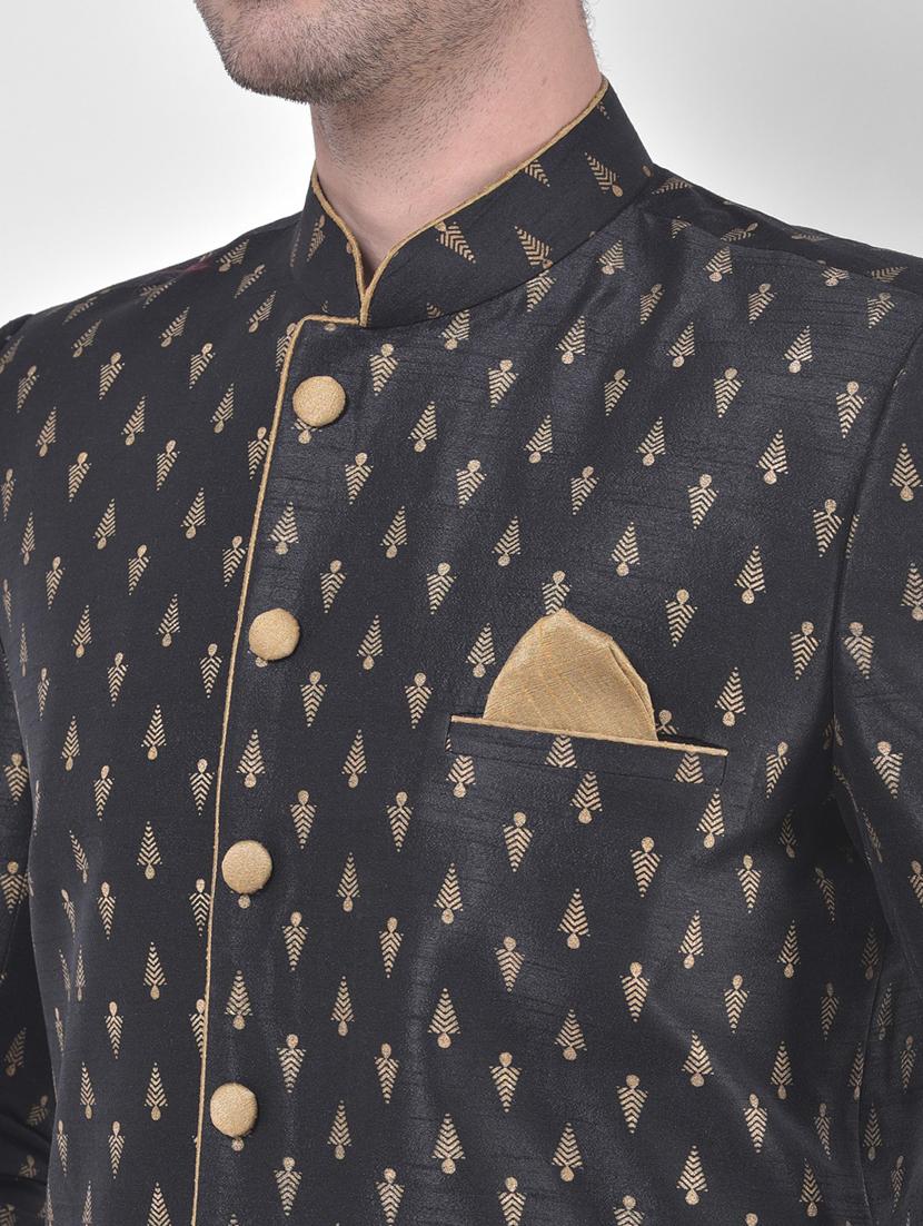 men long sleeve printed sherwani set - 21080188 - Standard Image - 4