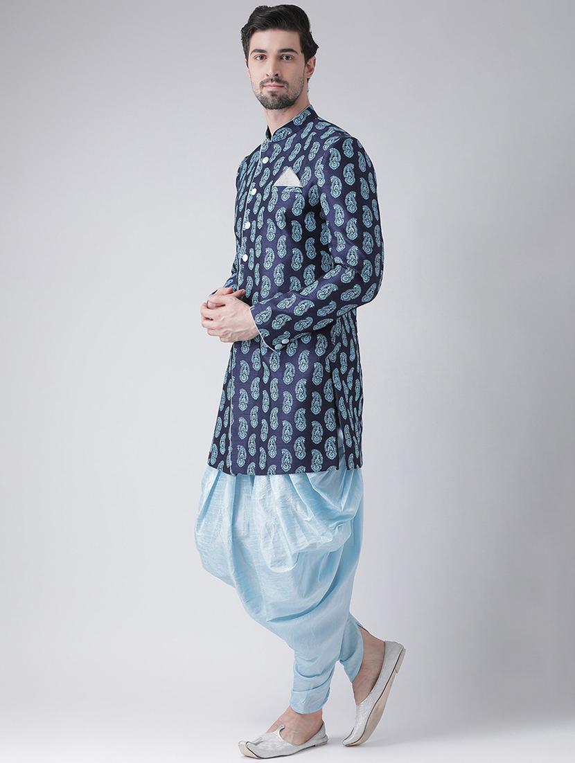 men mandarin neck printed sherwani set - 21080203 - Standard Image - 1