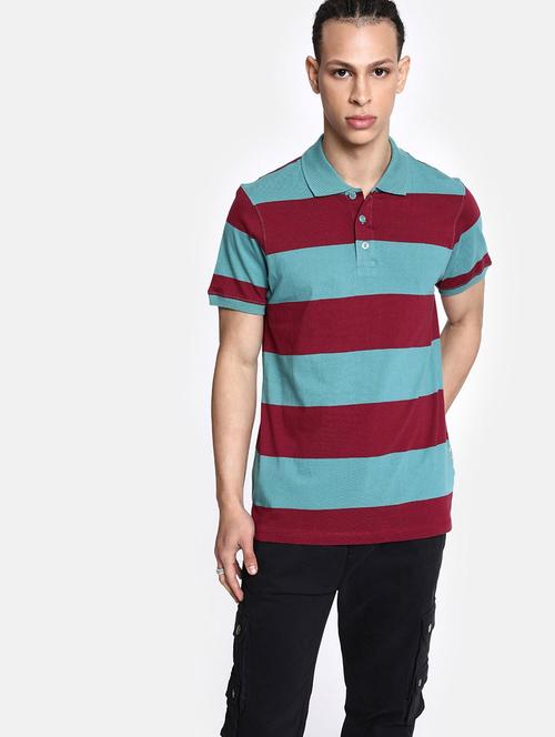 men polo neck striped t-shirt - 21080266 - Standard Image - 0
