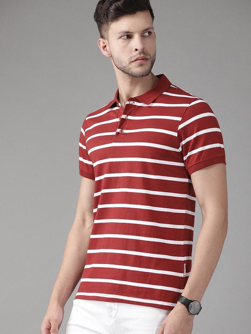 men red polo neck t-shirt - 21080269 - Standard Image - 1