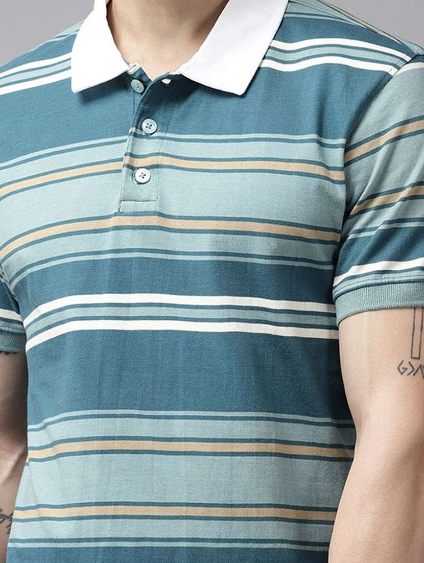 men polo neck striped t-shirt - 21080271 -  Standard Image - 4