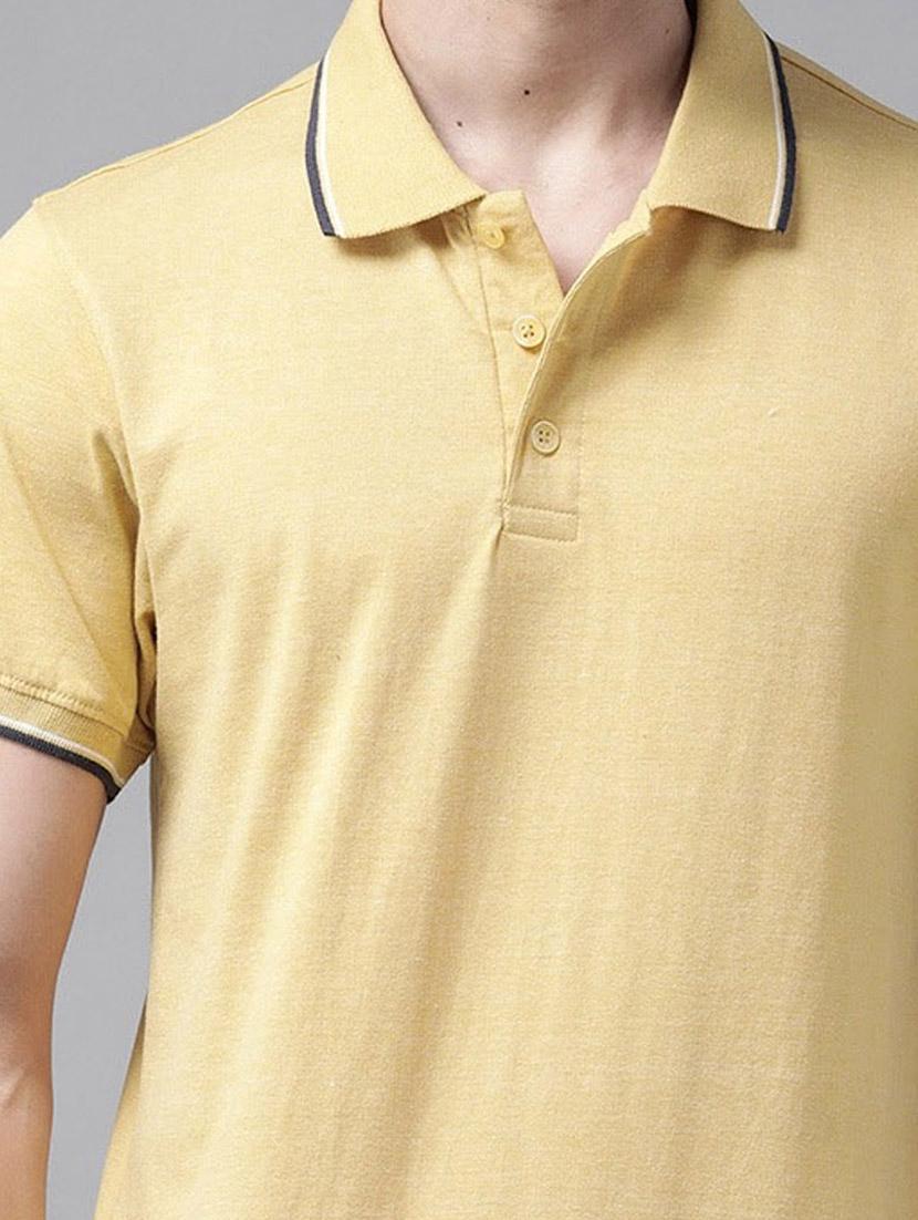 men yellow solids polo neck t-shirts - 21080275 - Standard Image - 4