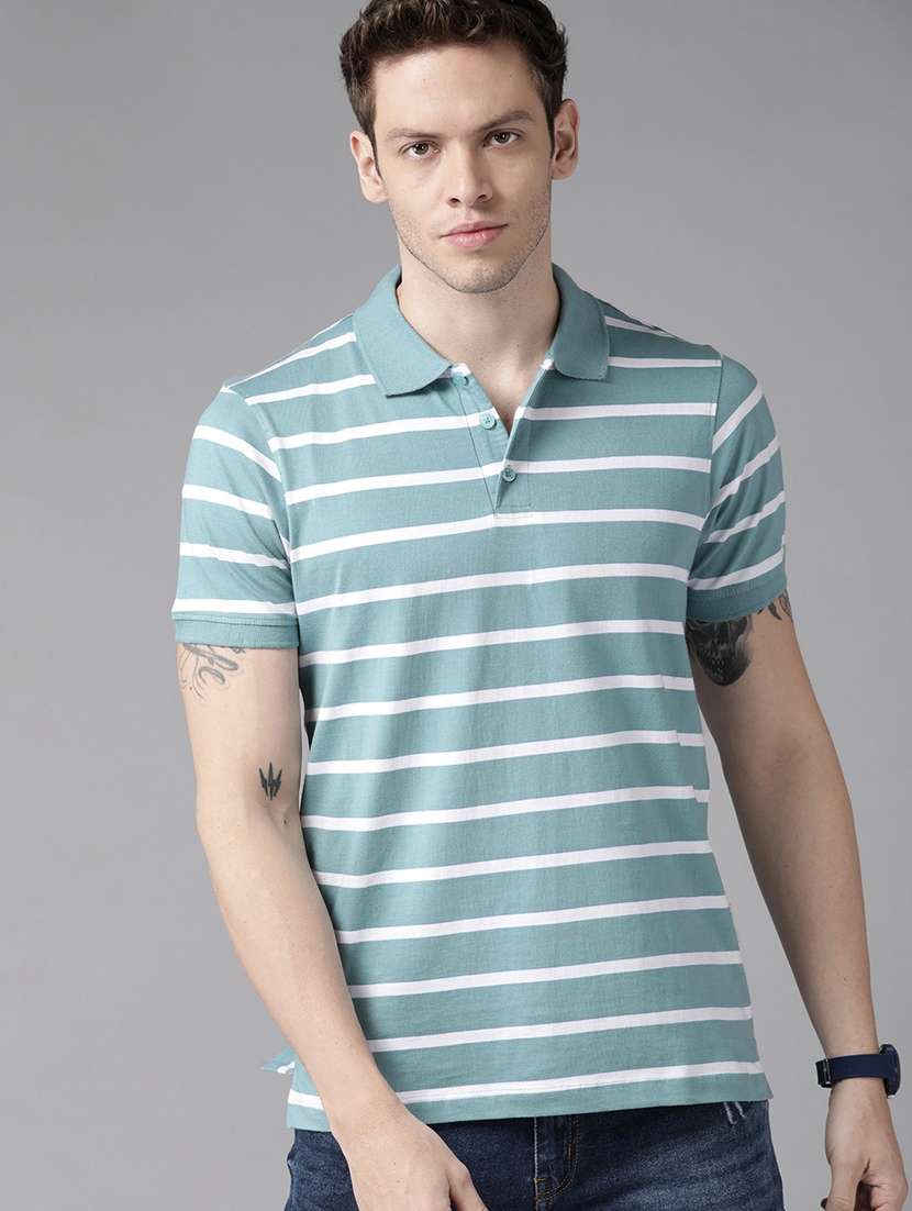 men polo neck striped t-shirt - 21080279 -  Standard Image - 1
