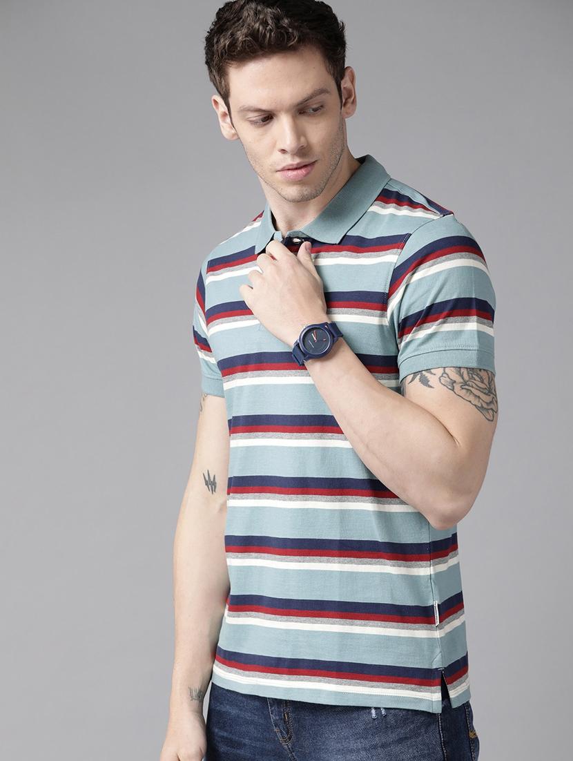 men polo neck striped t-shirt - 21080280 - Zoom Image - 0