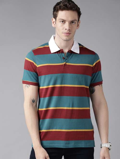 men polo neck striped t-shirt - 21080284 -  Standard Image - 0