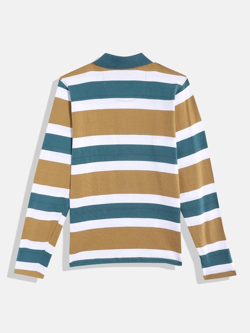 multi coloured striped printed polo t-shirt - 21080287 -  Standard Image - 1