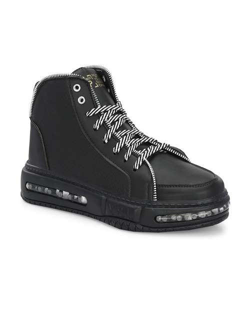 black synthetic lace up sneakers - 21080358 -  Standard Image - 0