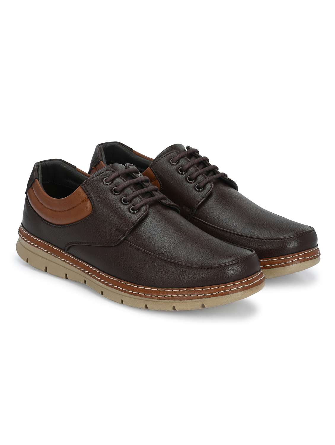 brown lace up casual shoes - 21080373 -  Standard Image - 1