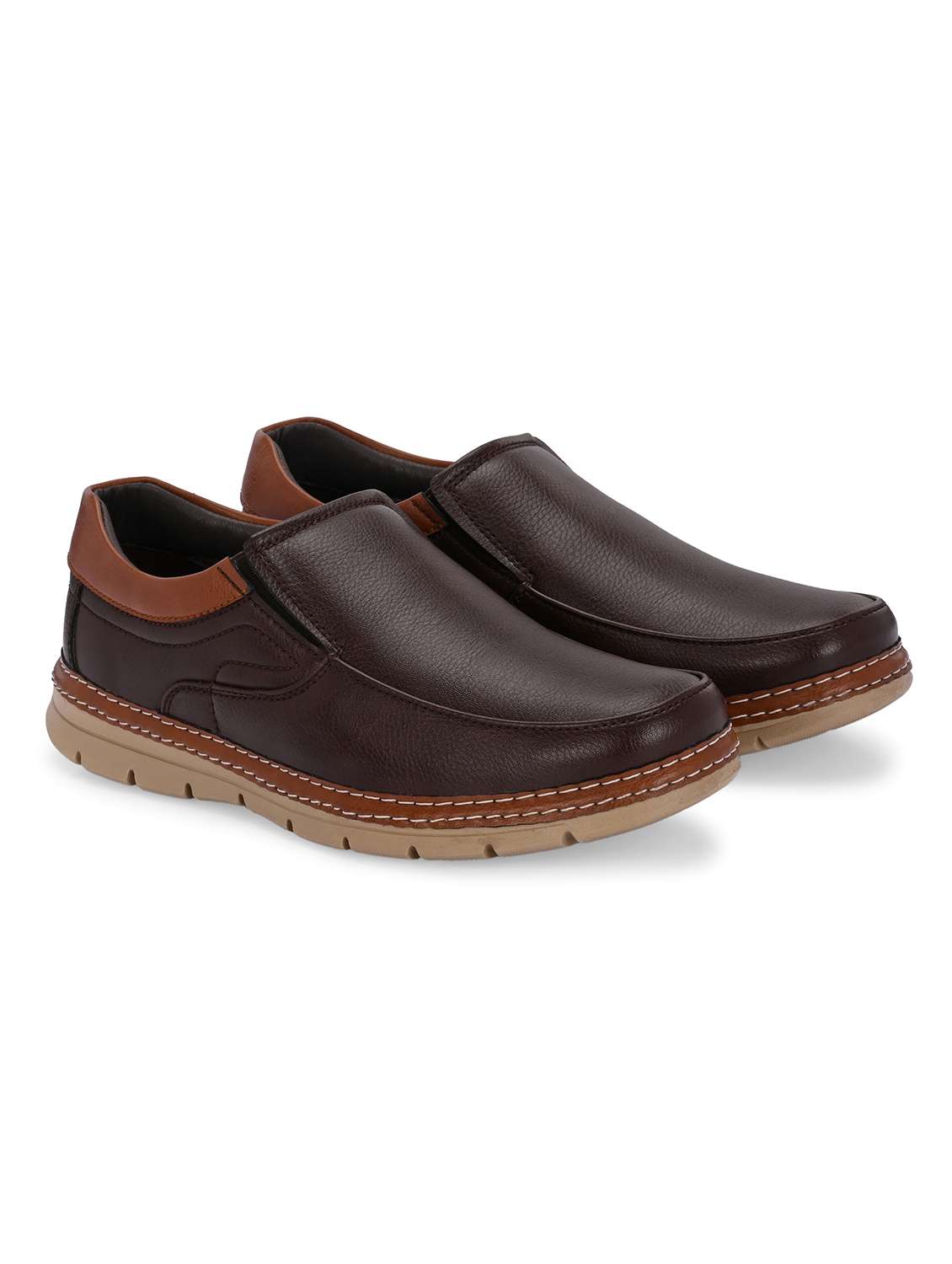 brown slip on casual shoes - 21080376 - Standard Image - 1