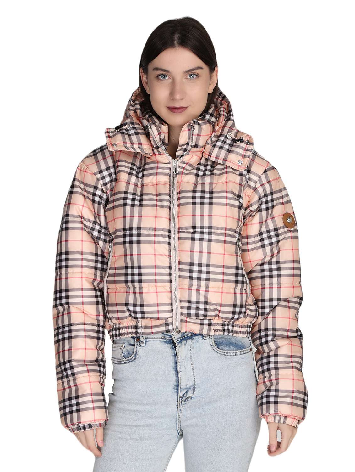 women checkered hooded quilted jacket - 21081249 - Zoom Image - 0