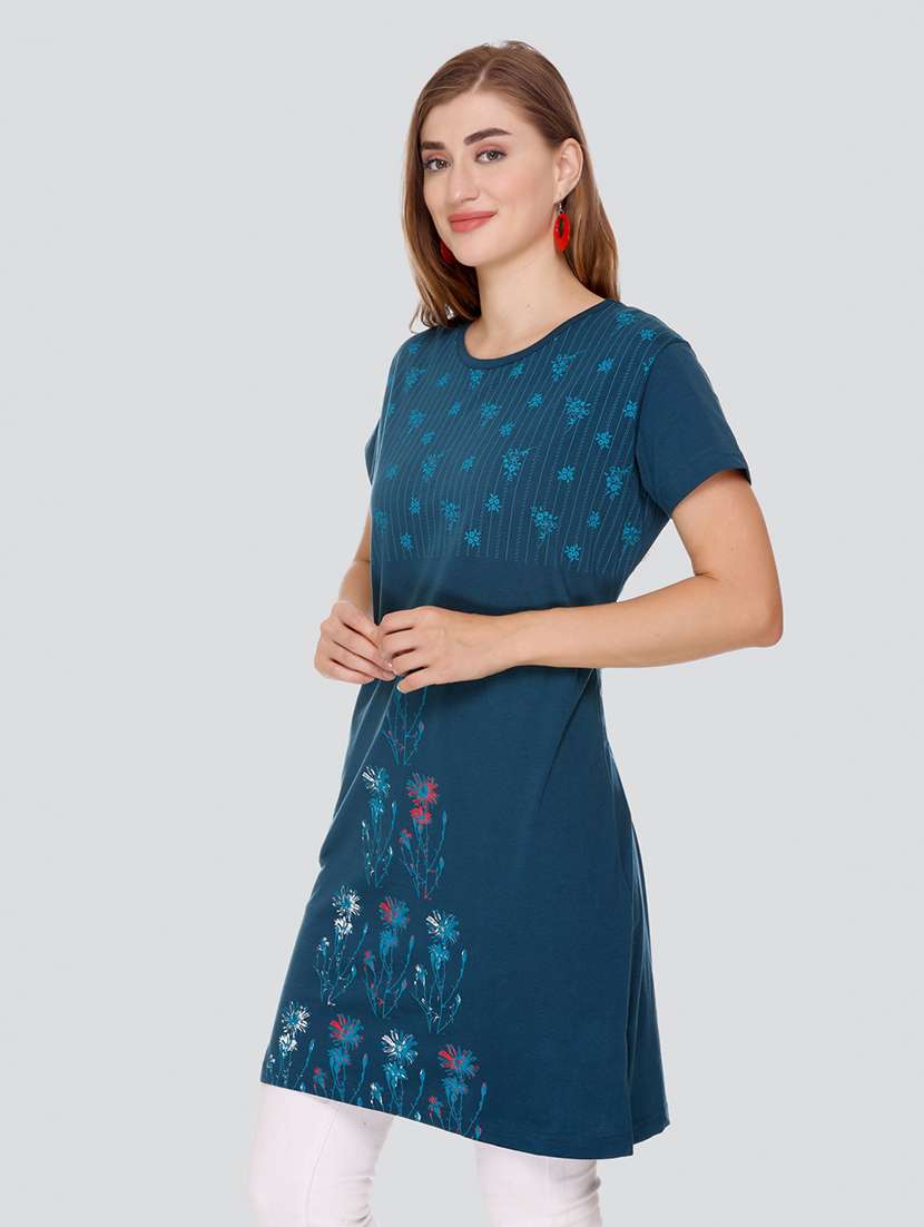 women blue floral printed kurta - 21081594 -  Standard Image - 1