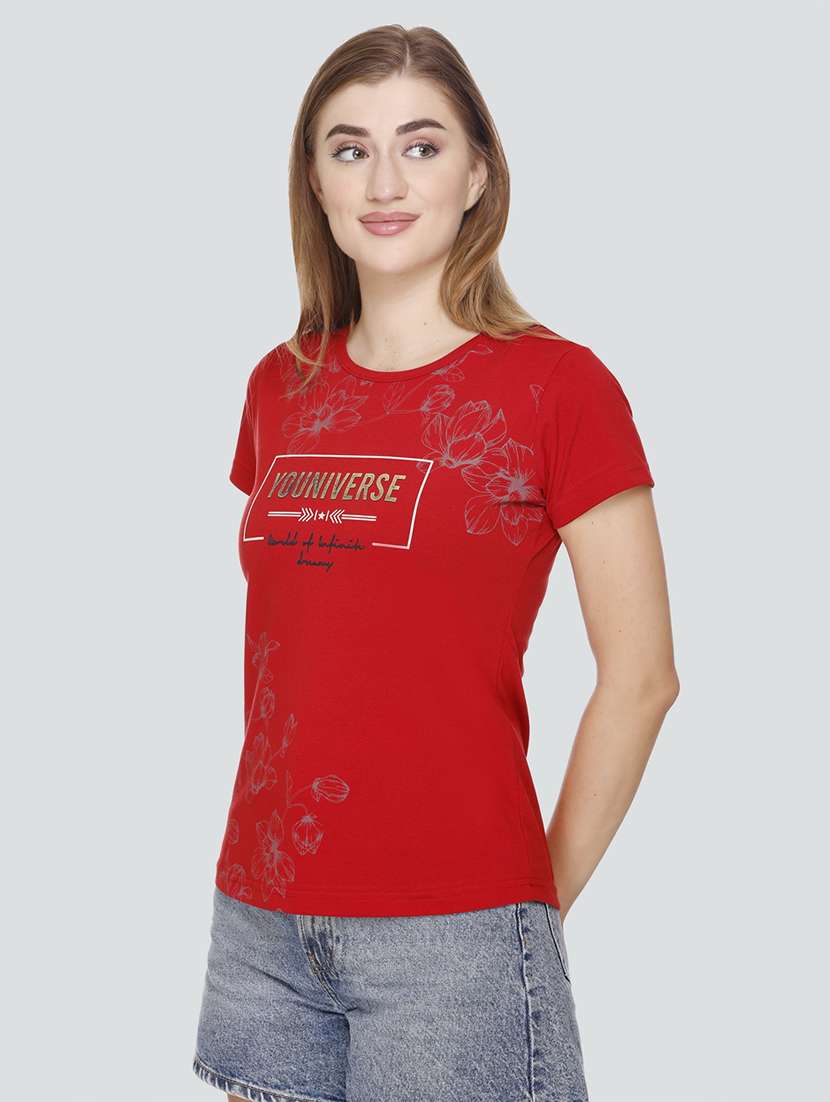 women round neck printed regular t-shirt - 21081680 -  Standard Image - 1