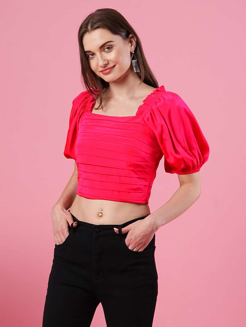 women solid color crop top - 21081691 -  Standard Image - 1