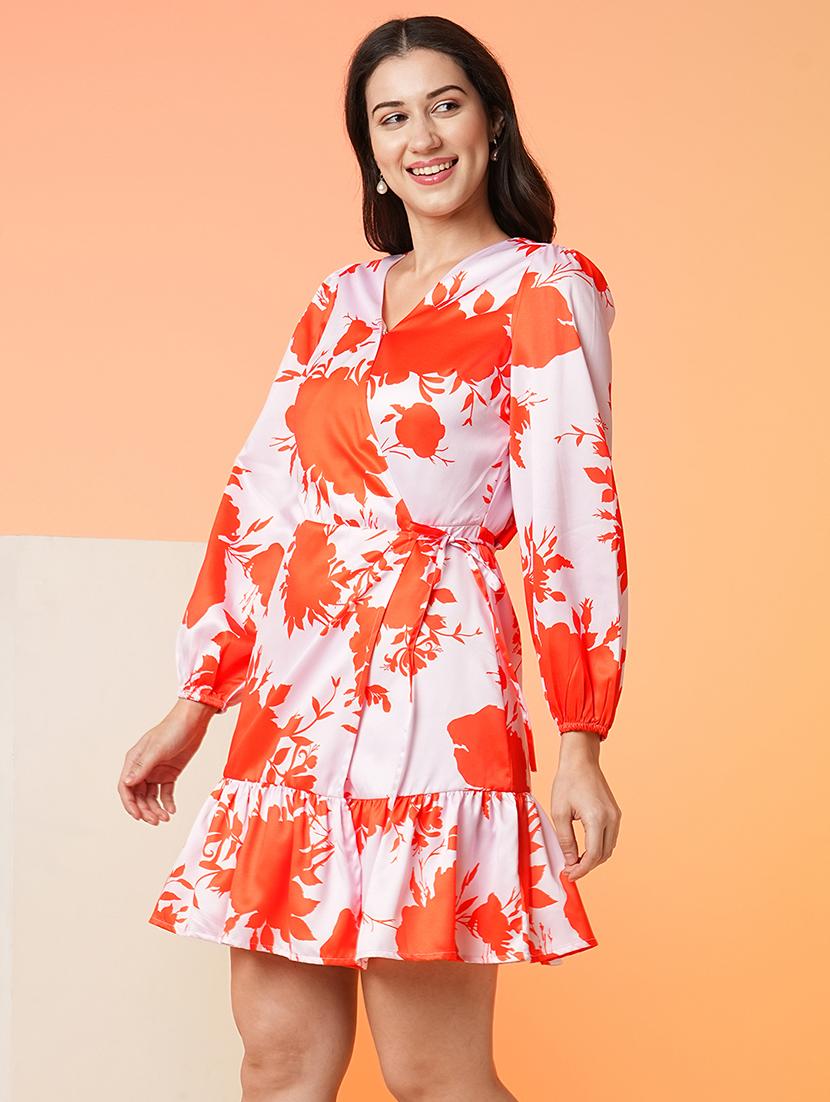 white polyester fit & flare dress - 21081695 - Standard Image - 1