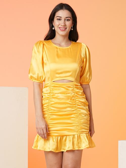 yellow polyester bodycon dress - 21081697 -  Standard Image - 0