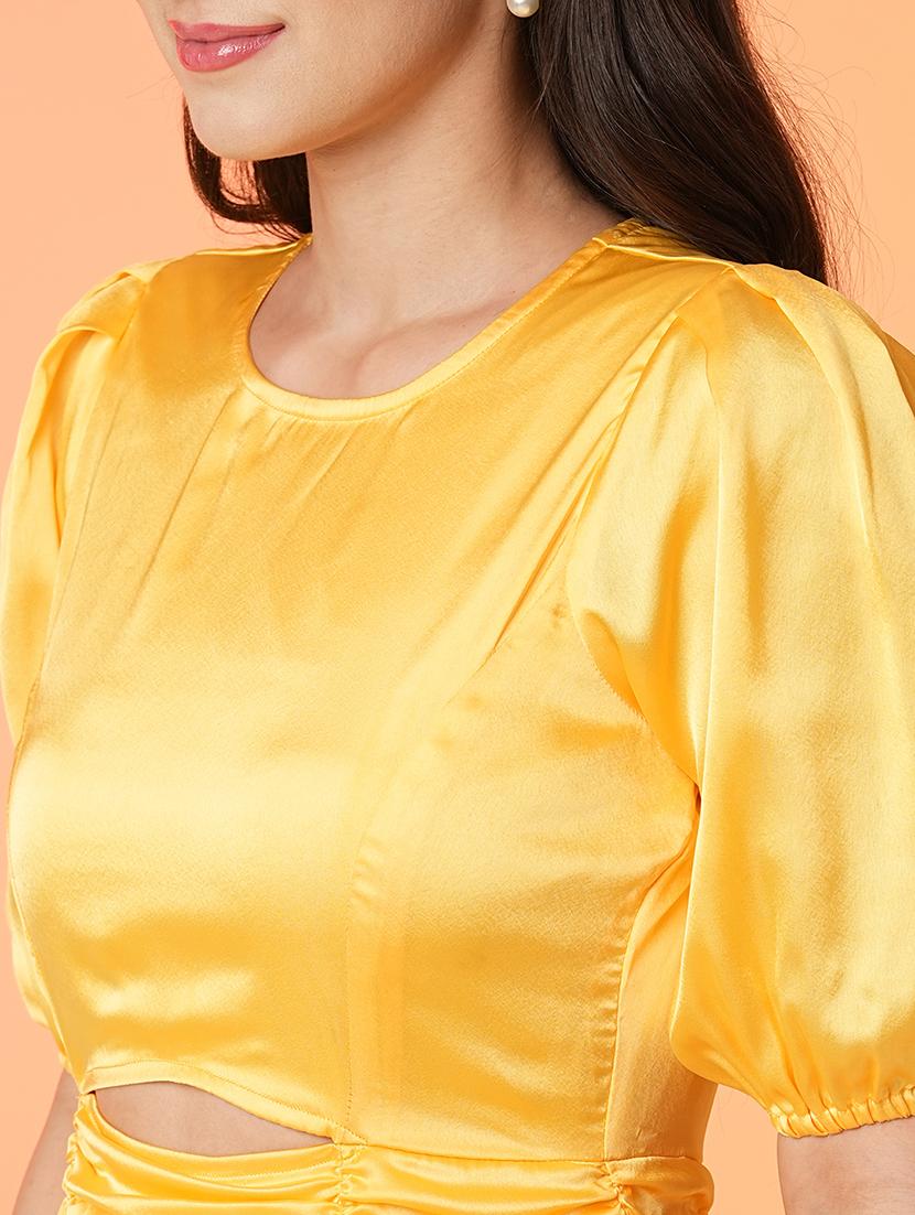 yellow polyester bodycon dress - 21081697 - Standard Image - 4