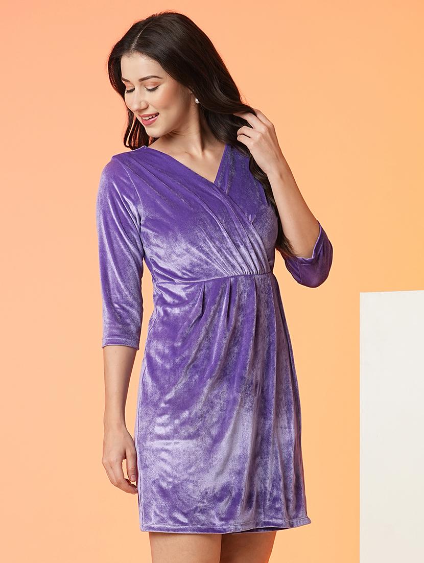 lavender polyester bodycon dress - 21081710 - Standard Image - 1
