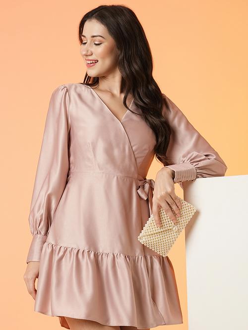 pink polyester wrap dress - 21081718 -  Standard Image - 0
