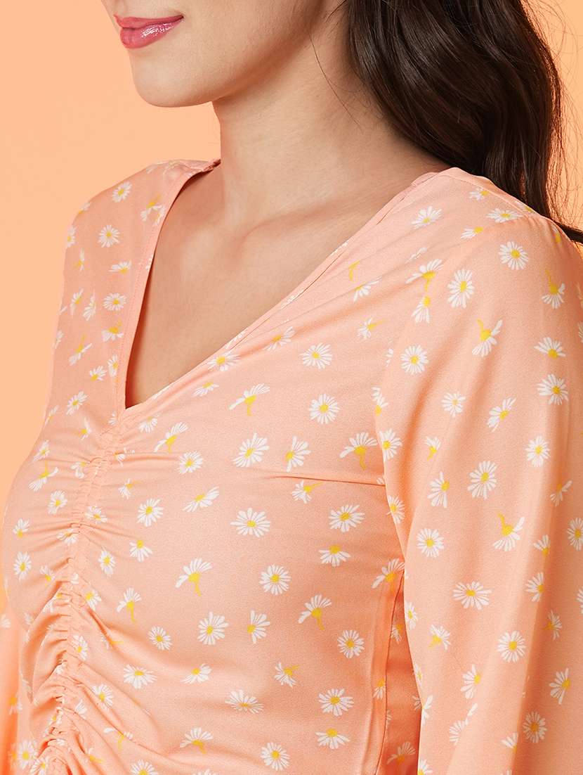 women peach floral printed detailed casual top - 21081726 -  Standard Image - 4