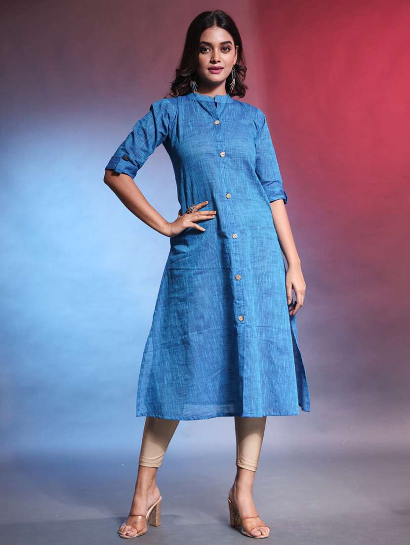 women solid a-line kurta