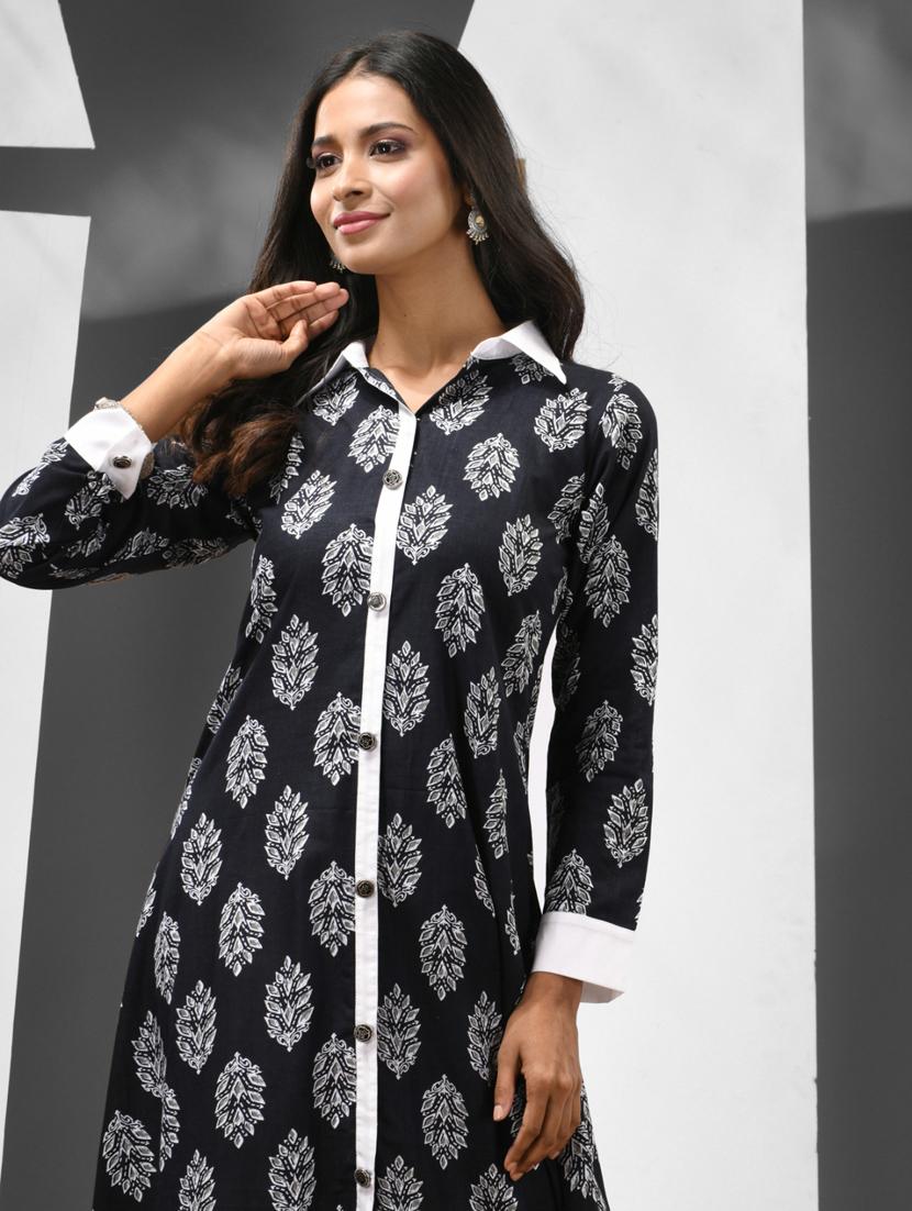 women printed cotton a-line kurta - 21081783 - Standard Image - 4