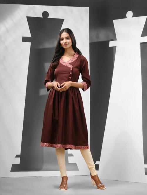 women brown solid flared kurta - 21081789 -  Standard Image - 0