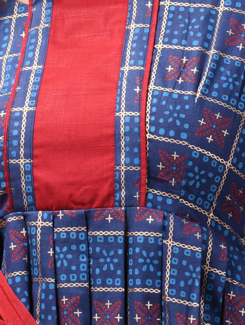 blue cotton flared kurta - 21081811 - Standard Image - 4