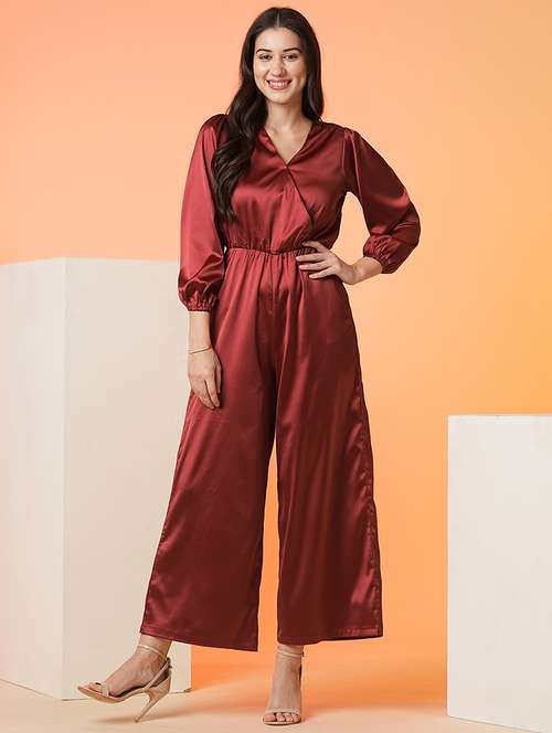 women solid maroon full length jumpsuit - 21081831 - Standard Image - 0