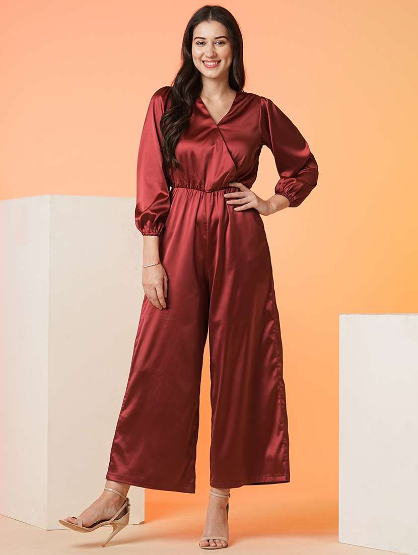 women solid maroon full length jumpsuit - 21081831 - Zoom Image - 0