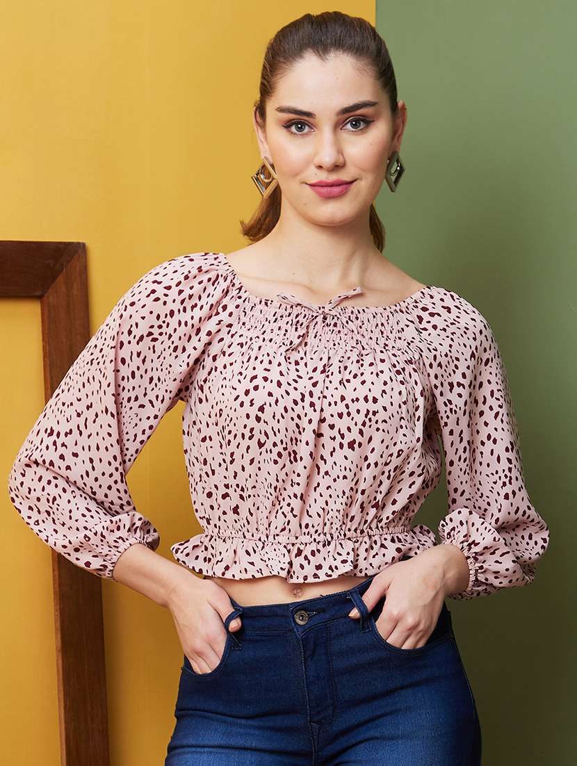 women boat neck blouson top