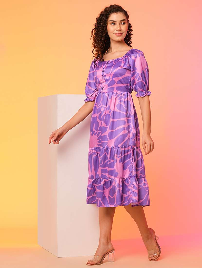 lavender polyester fit & flare dress - 21082091 -  Standard Image - 1