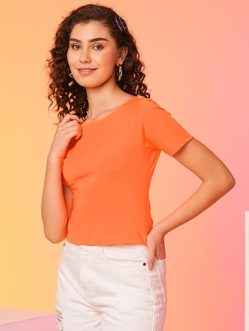 women solid color backless top - 21082099 - Standard Image - 1