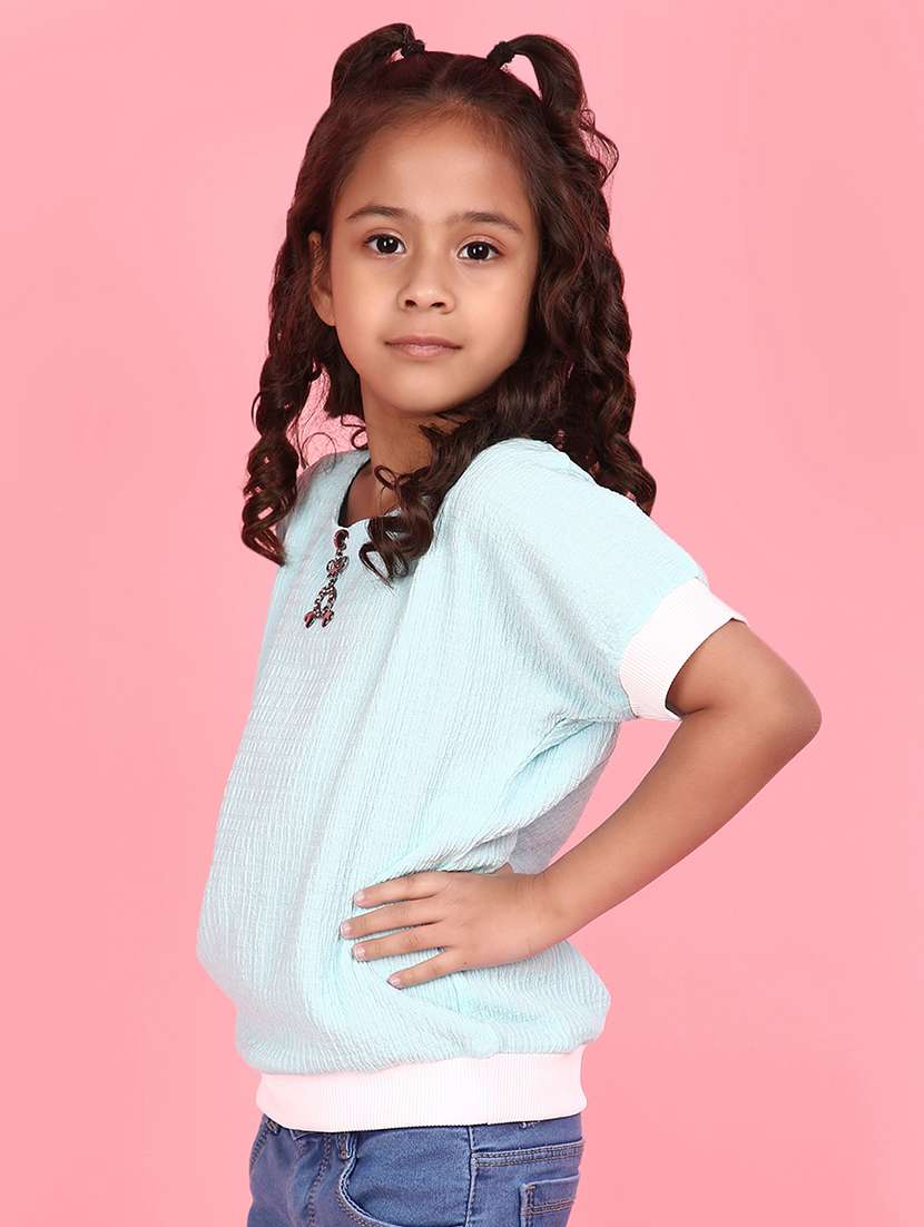 girls light blue cotton top - 21082419 -  Standard Image - 1
