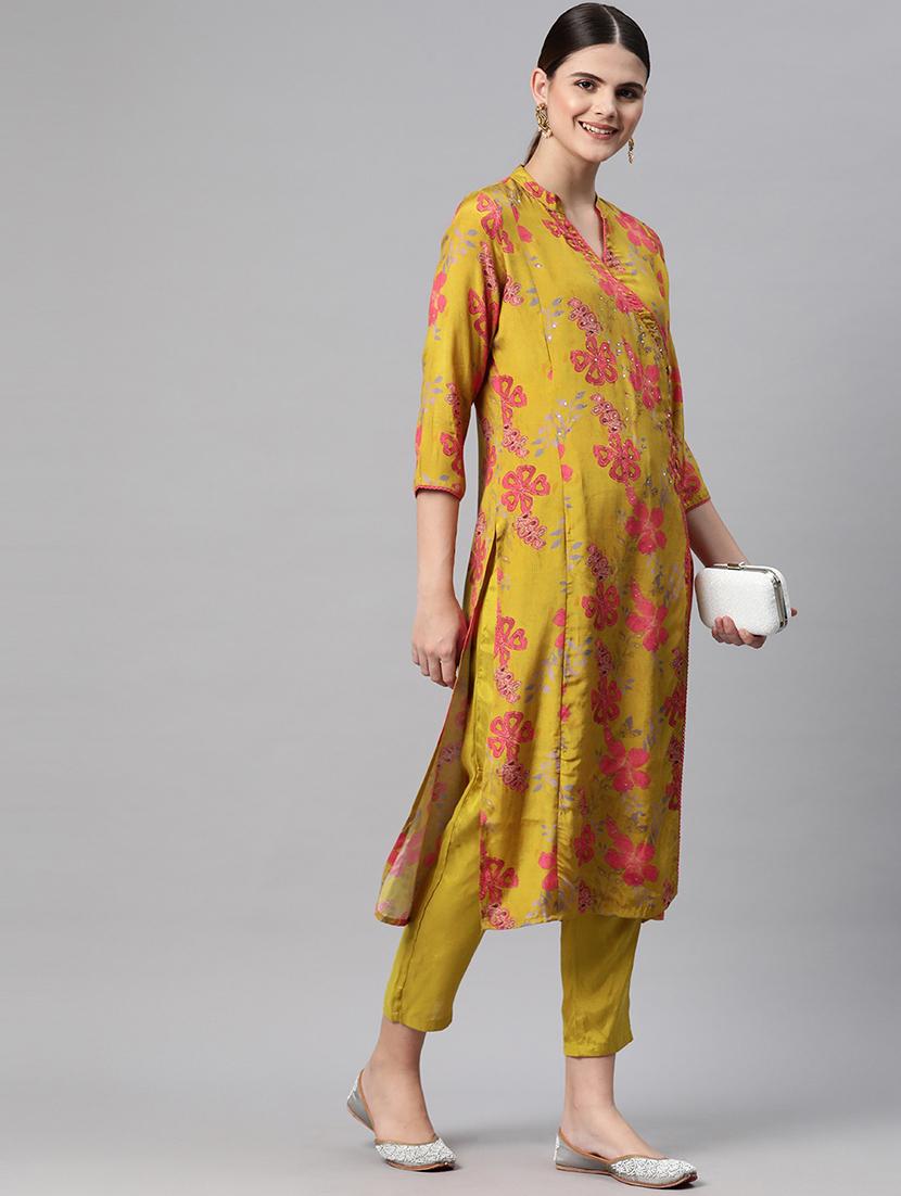 women three quarter sleeve kurta pant set - 21082618 - Standard Image - 1