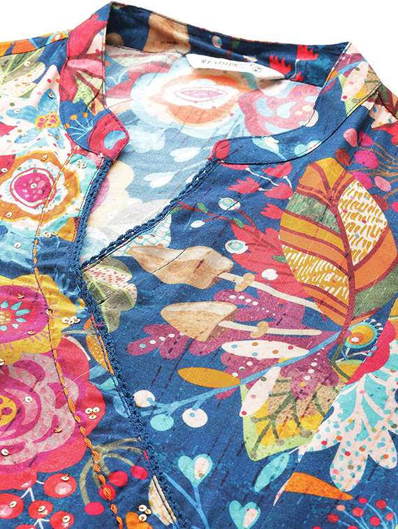 women three quarter sleeve kurta pant set - 21082619 -  Standard Image - 4