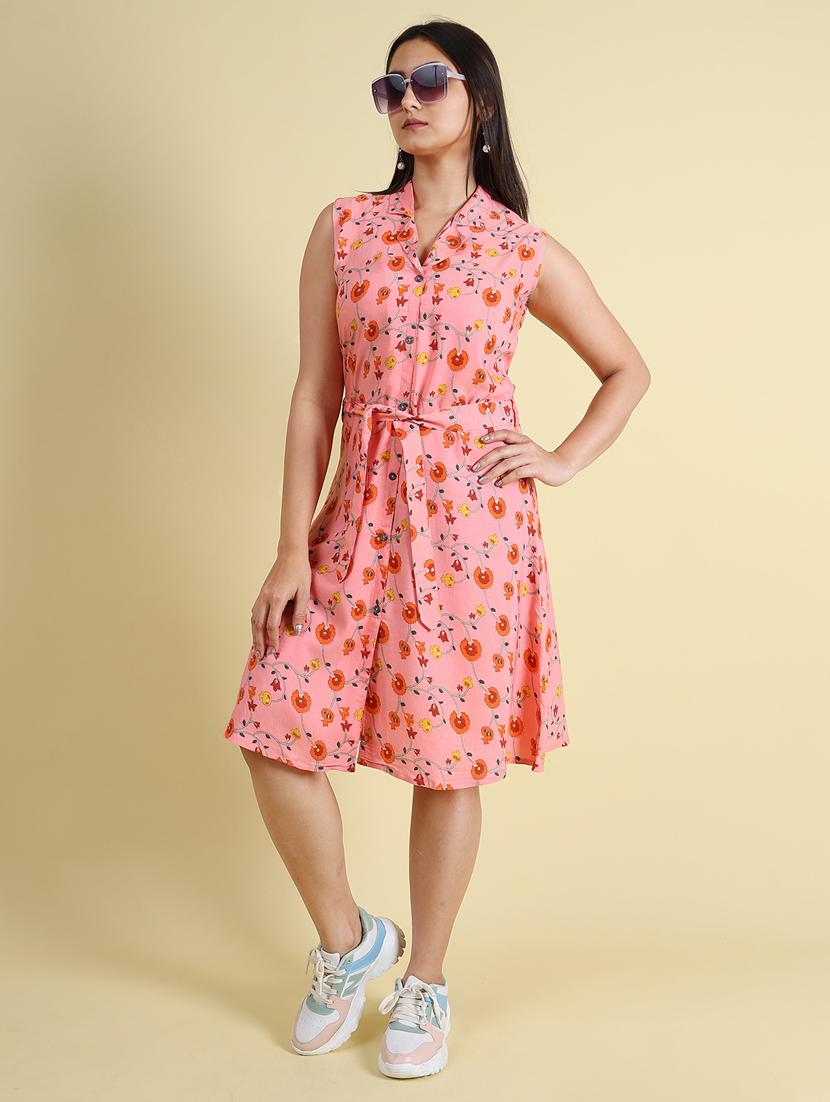pink silk blend a-line dress - 21083023 - Standard Image - 1