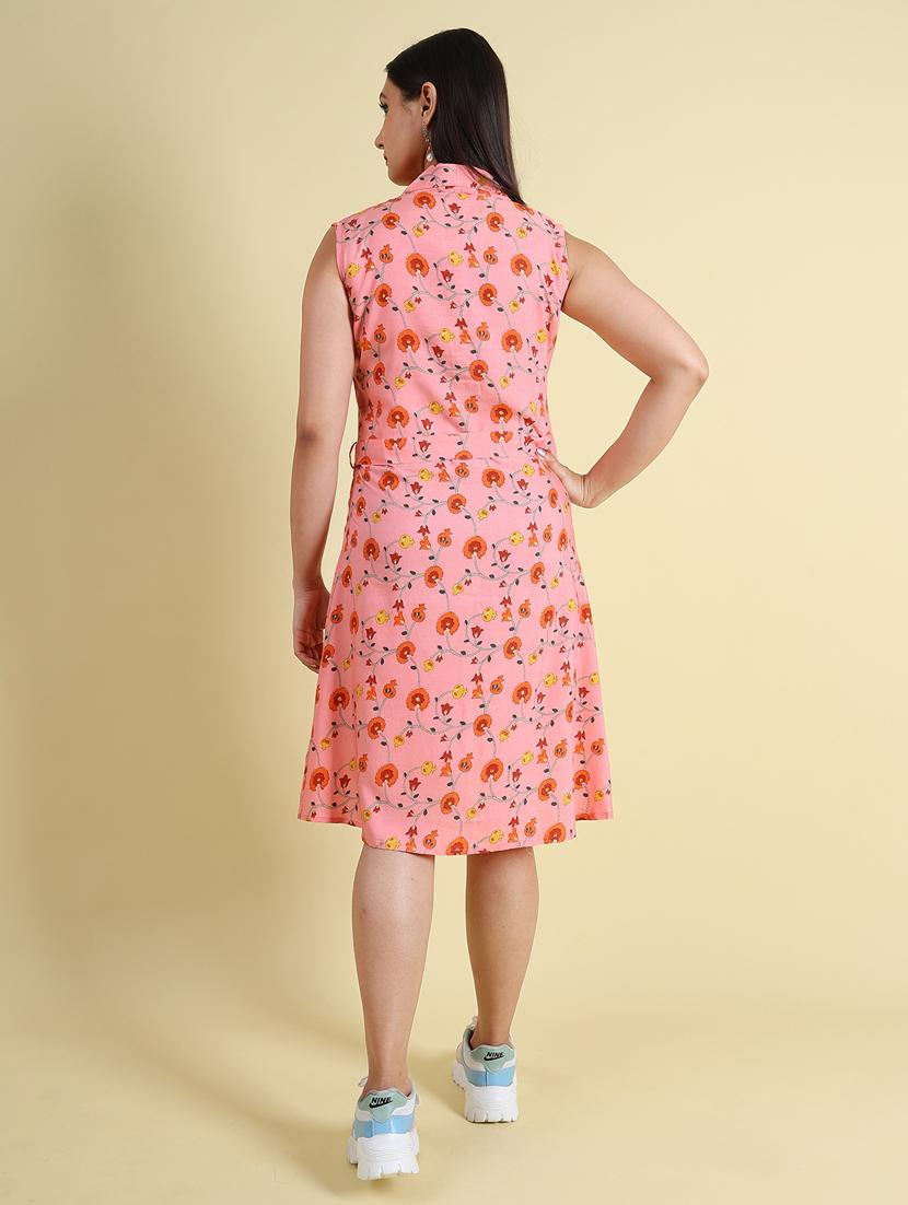 pink silk blend a-line dress - 21083023 - Standard Image - 4