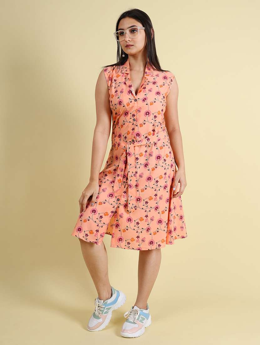 orange silk blend a-line dress - 21083025 -  Standard Image - 1