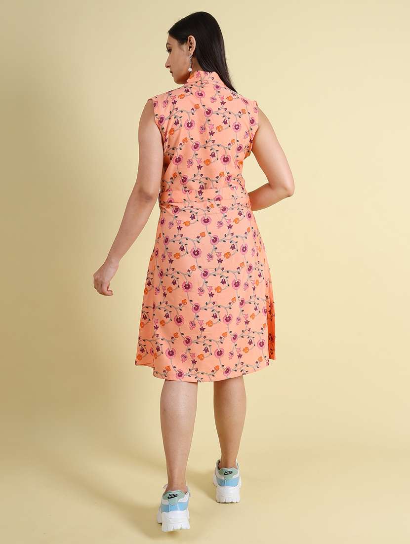 orange silk blend a-line dress - 21083025 - Standard Image - 4