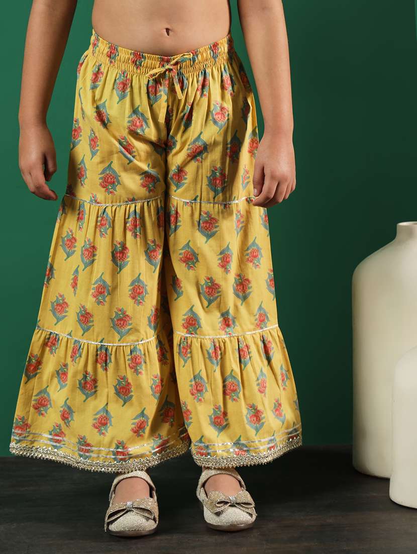 yellow cotton kurta sharara set - 21083061 - Standard Image - 4