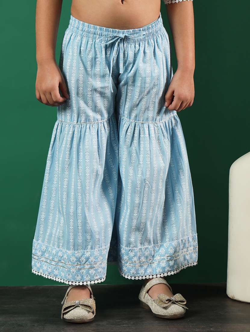 light blue cotton kurta sharara set - 21083068 - Standard Image - 4