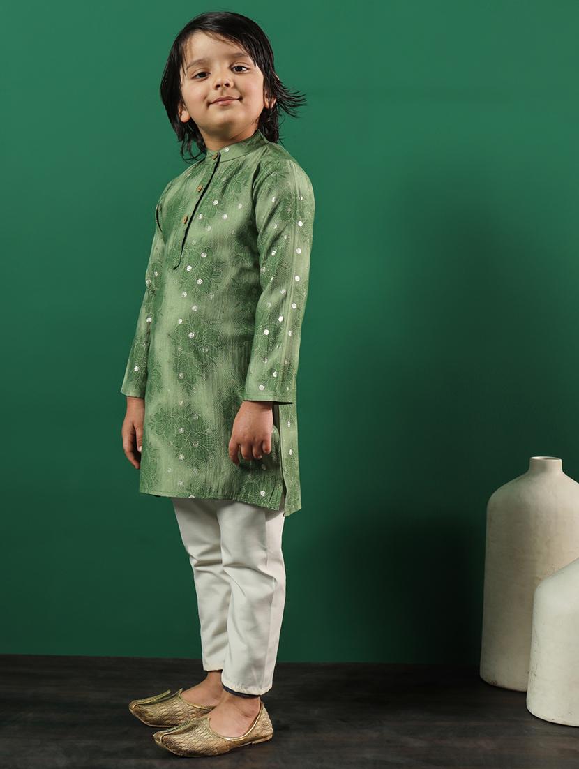 green coated kurta set - 21083073 - Standard Image - 1
