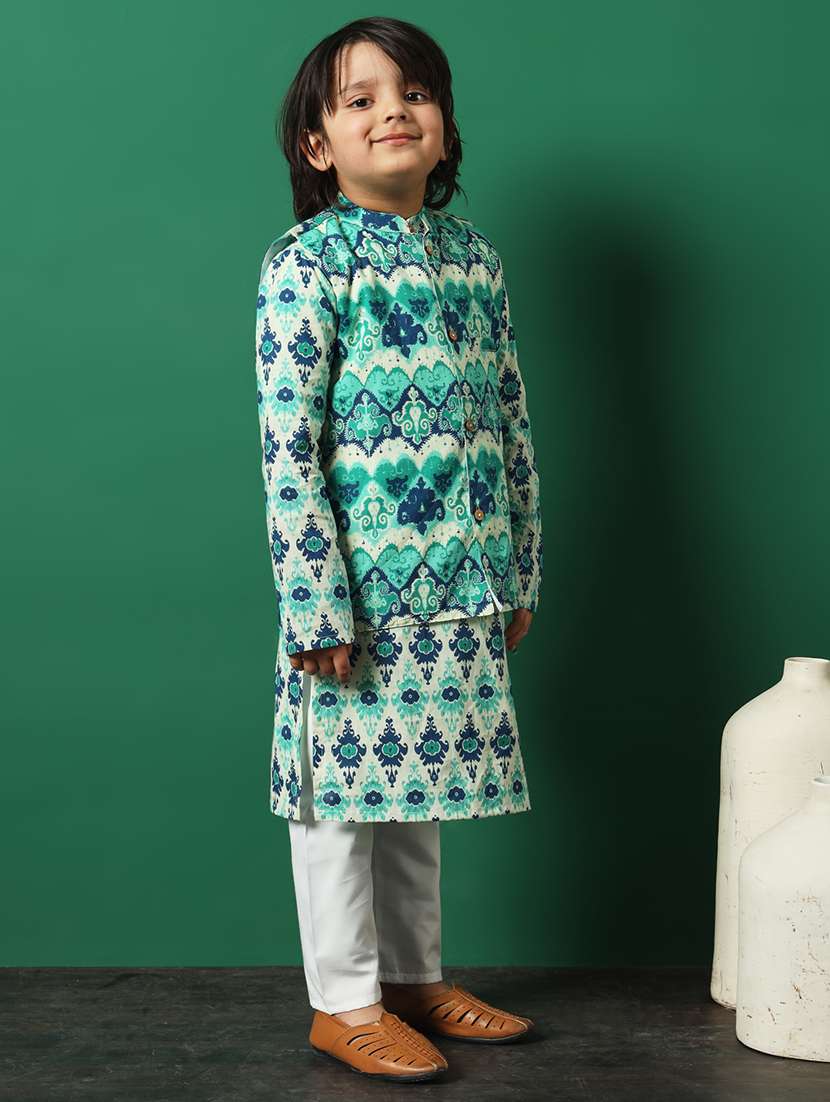 sea green coated kurta set - 21083080 - Standard Image - 1